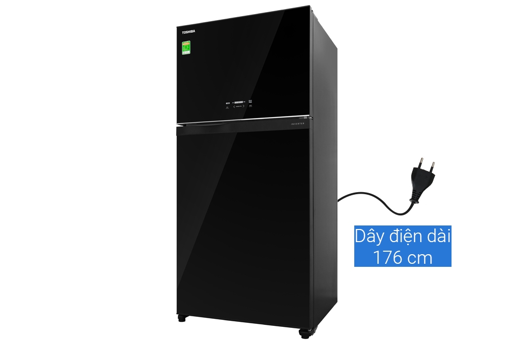 Dây điện dài 176cm giúp bạn bố trí tủ lạnh Toshiba GR-AG58VA(XK) dễ dàng