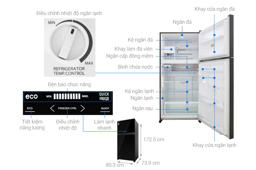 Cấu tạo của tủ lạnh Toshiba GR-AG58VA