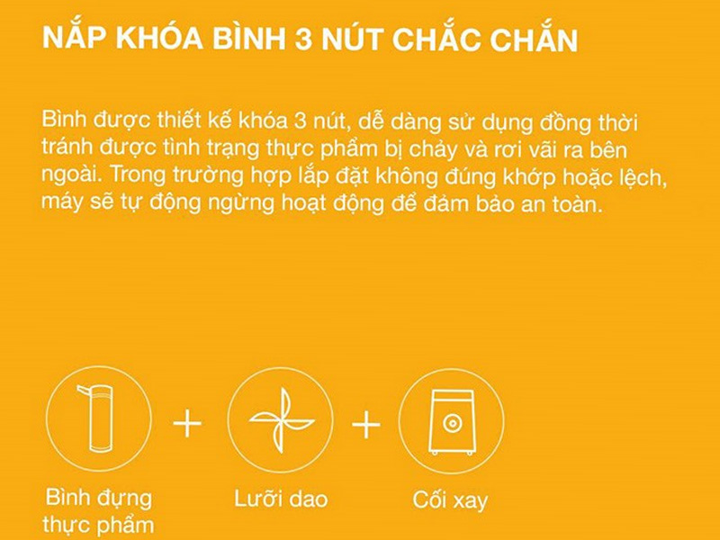 Thiết kế nắp khóa bình 3 nút chắc chắn