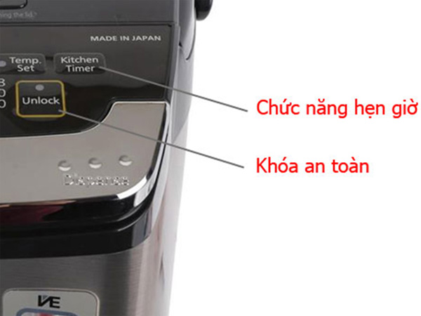 Khóa an toàn và chế độ hẹn giờ tiện lợi