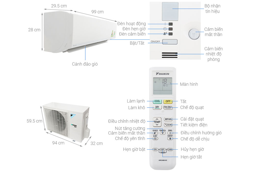 Tổng quan máy lạnh Daikin Inverter 2.5HP FTKC60UVMV  