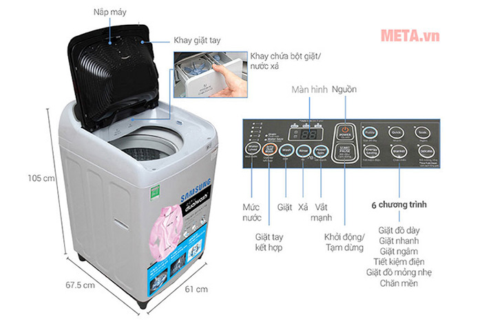 Máy giặt lồng đứng Samsung WA85J5712SG/SV 8,5kg