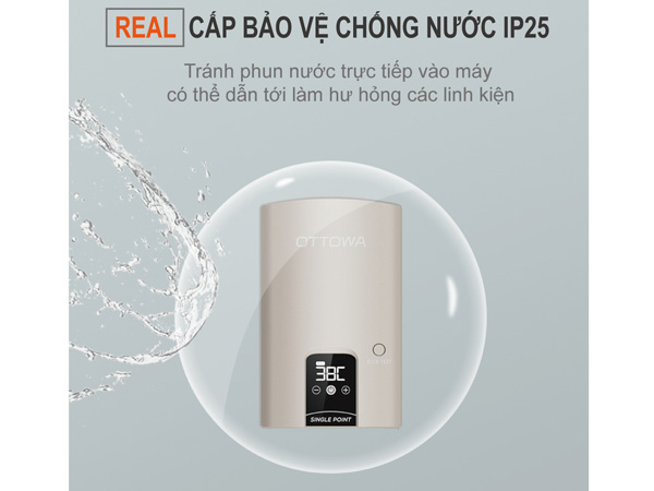 Khả năng chống nước IP25 giúp bảo vệ các linh kiện của máy