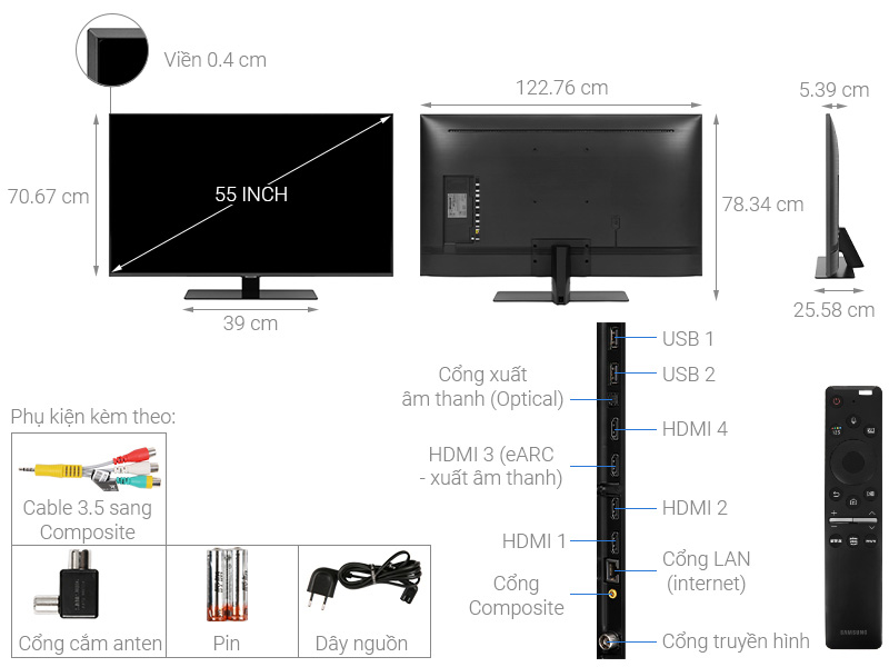 Thiết kế chi tiết của tivi 4K Samsung