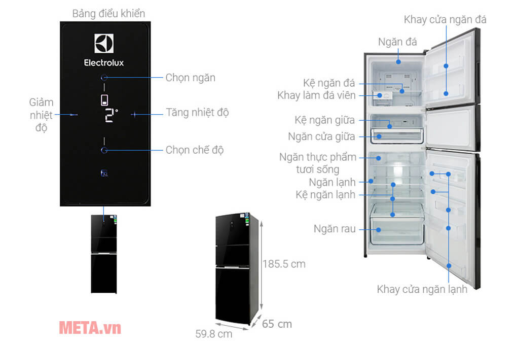 Tủ lạnh 3 cánh Electrolux EME3700H 340L