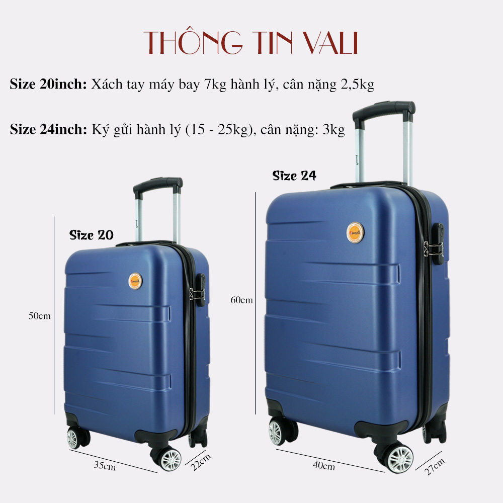 Kích thước Vali 20inch bên cạnh Vali 24 inch