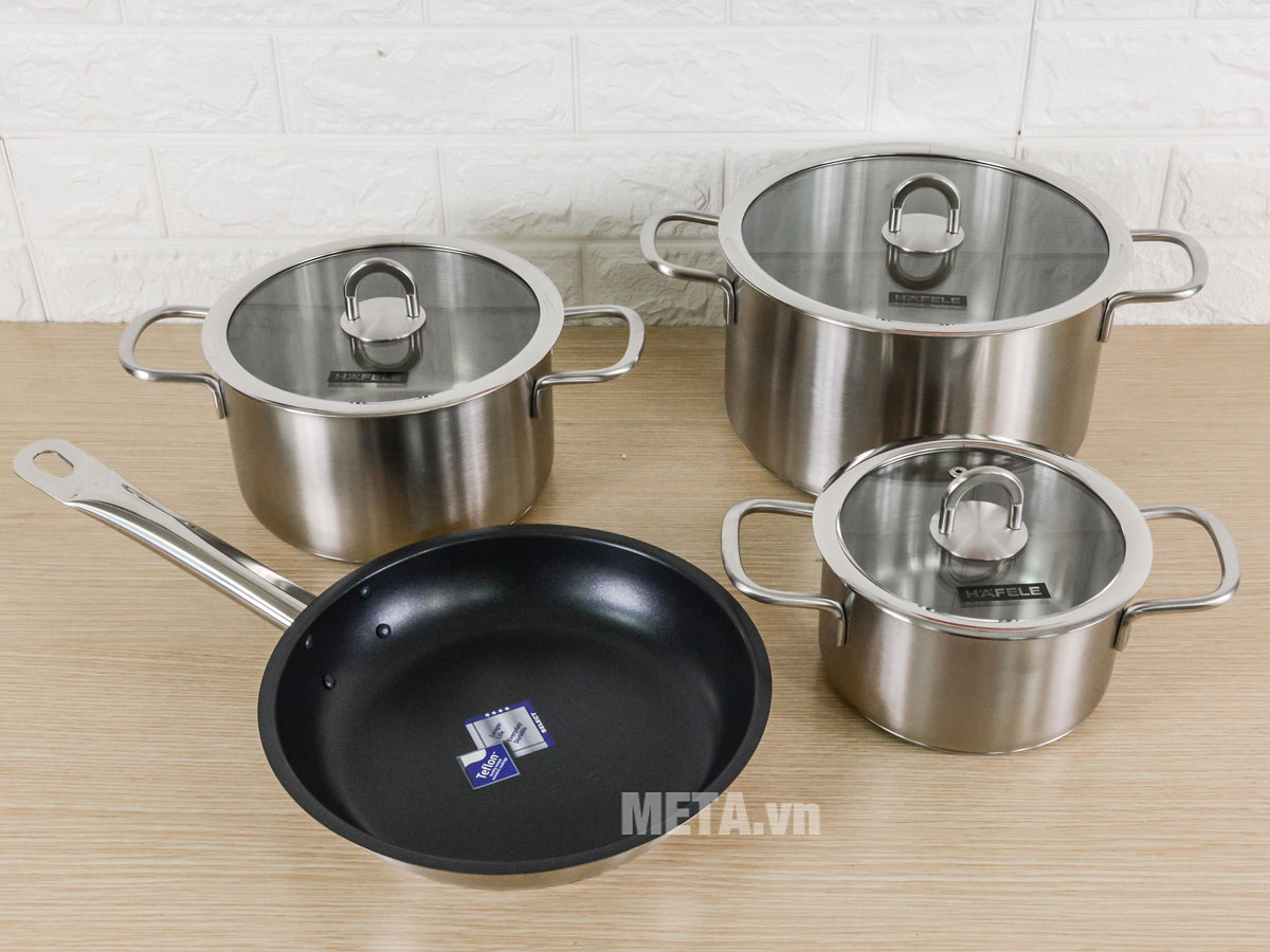 Bộ 4 nồi chảo inox bếp từ Hafele