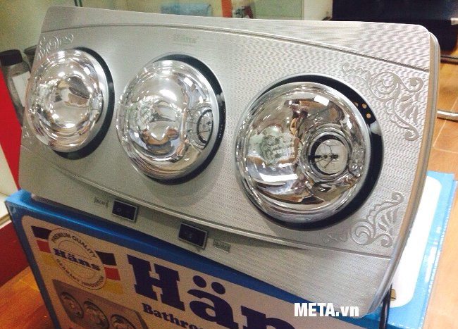 Đèn sưởi nhà tắm hồng ngoại Hans 3 bóng H3B phù hợp với phòng có diện tích từ 4 -6 m2.