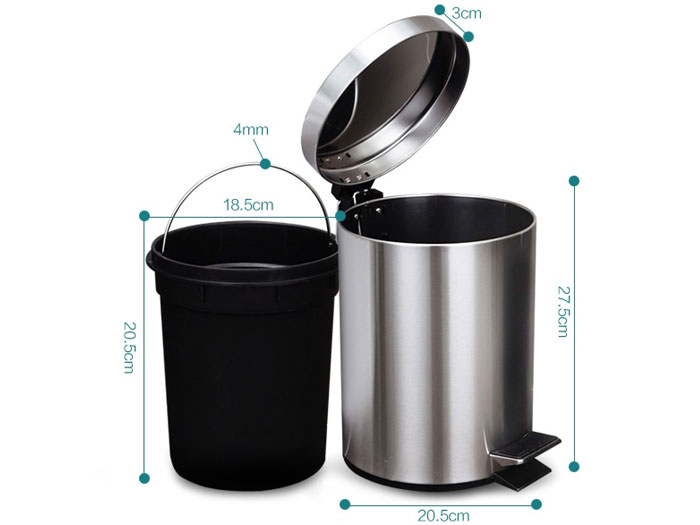 Thùng rác inox đạp chân 5L