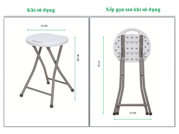 Kích thước ghế xếp
