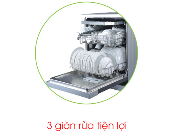 Máy sở hữu 3 giàn rửa tiện lợi