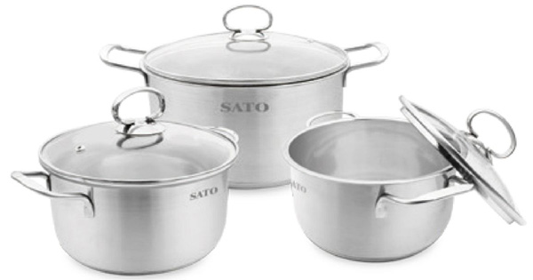Bộ nồi inox 3 đáy Sato ST-BI342K