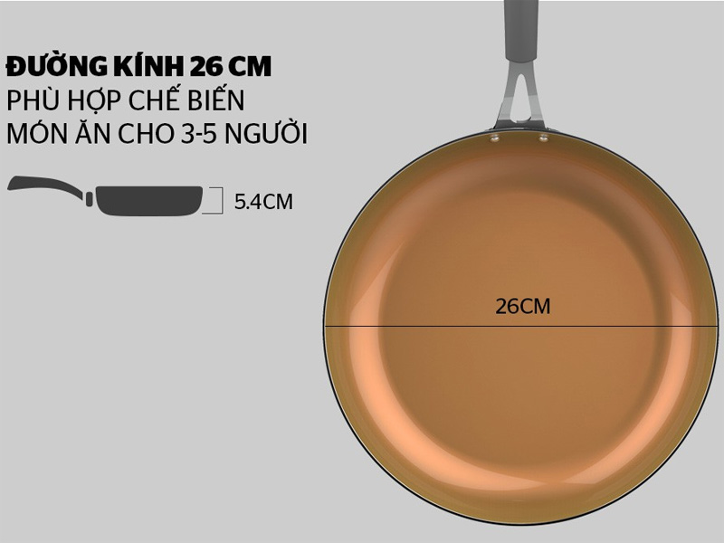 Đường kính chảo lên đến 26cm