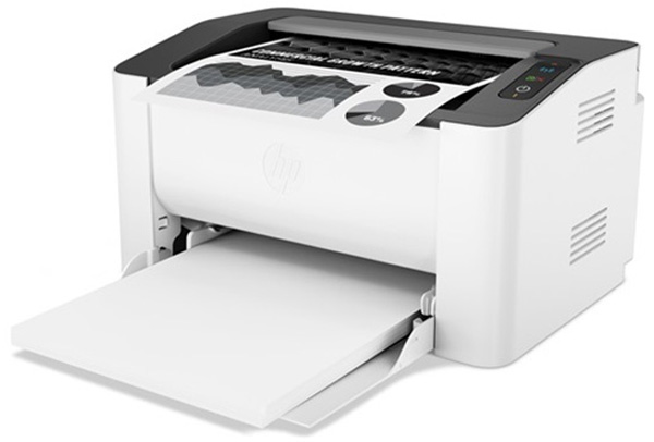 Máy in HP LaserJet 107W (4ZB78A) có thiết kế hiện đại, màu trắng trang nhã