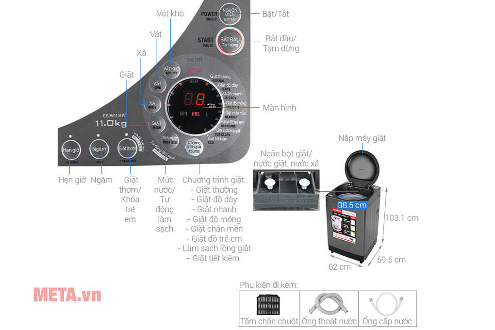 Máy giặt Sharp 11kg ES-W110HV-S