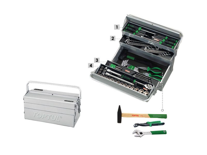Tủ đựng dụng cụ xách tay 3 ngăn bao gồm 65 chi tiết Toptul GCAZ0003