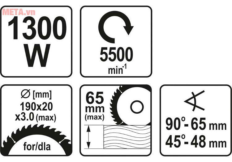Máy cưa đĩa 1300W Yato YT-82150