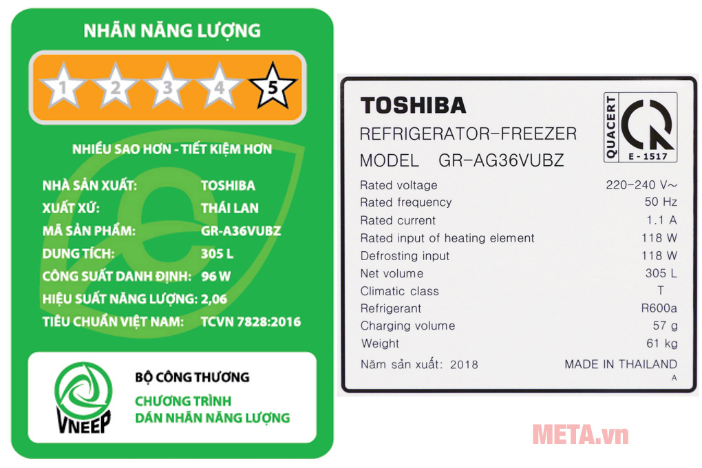 Tủ lạnh Toshiba Inverter 305 lít GR-AG36VUBZ (XB/XB1) - Màu nâu