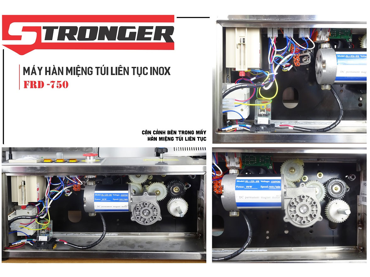 Các chi tiết bên trong của máy hàn miệng túi