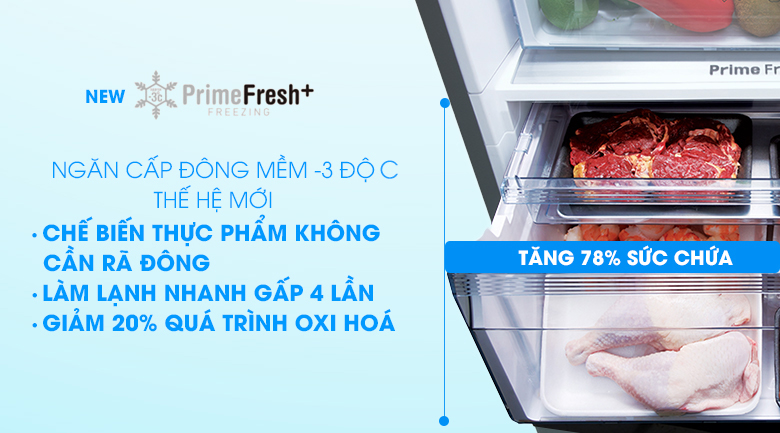 Tủ lạnh Panasonic Inverter 322 lít NR-BC360QKVN trang bị ngăn cấp đông mềm thế hệ mới Prime Fresh+