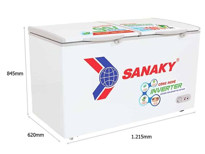 Tủ đông Sanaky 1 ngăn inverter VH-3699A4KD (360 lít, nắp kính xanh)