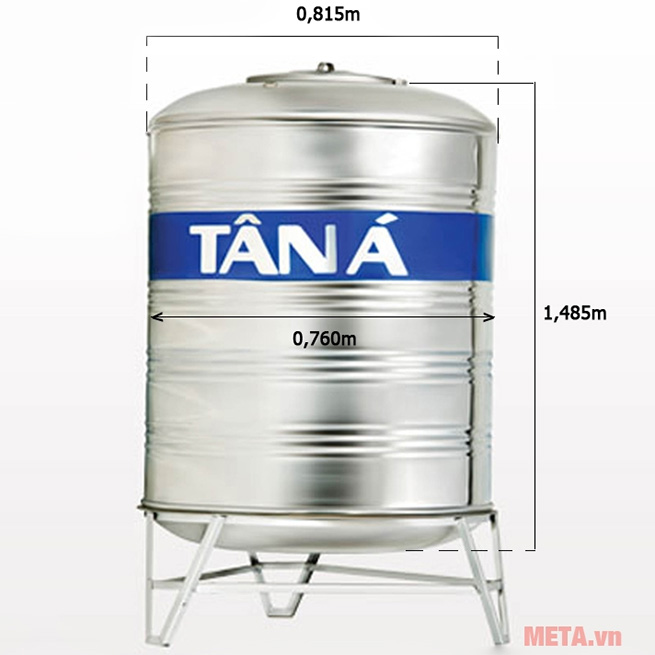 Bồn nước inox Tân Á đứng TA700 (Ф740) - 700 lít