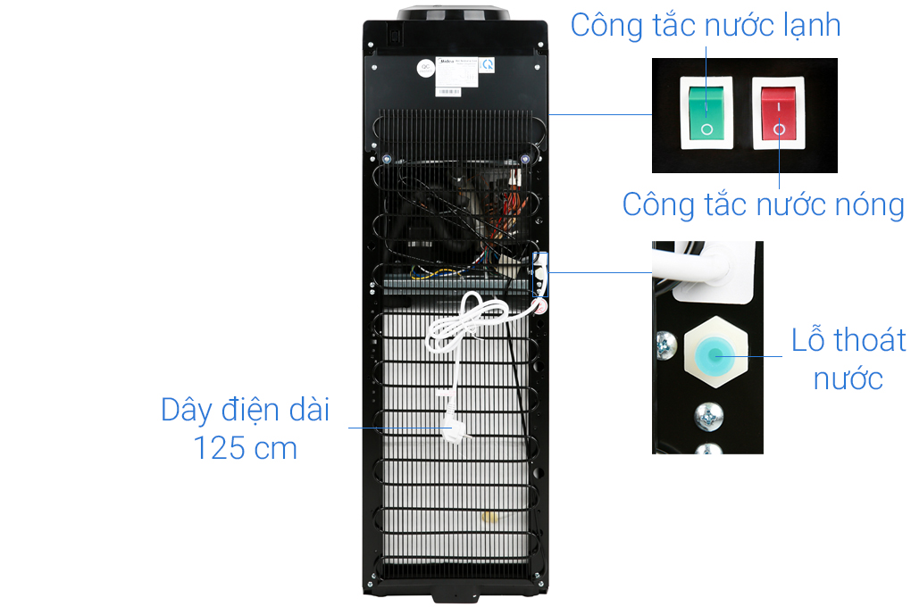 Mặt sau của cây nước nóng lạnh