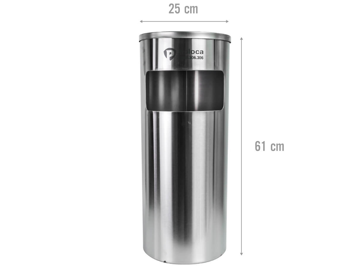 Thùng rác inox tròn có gạt tàn Paloca