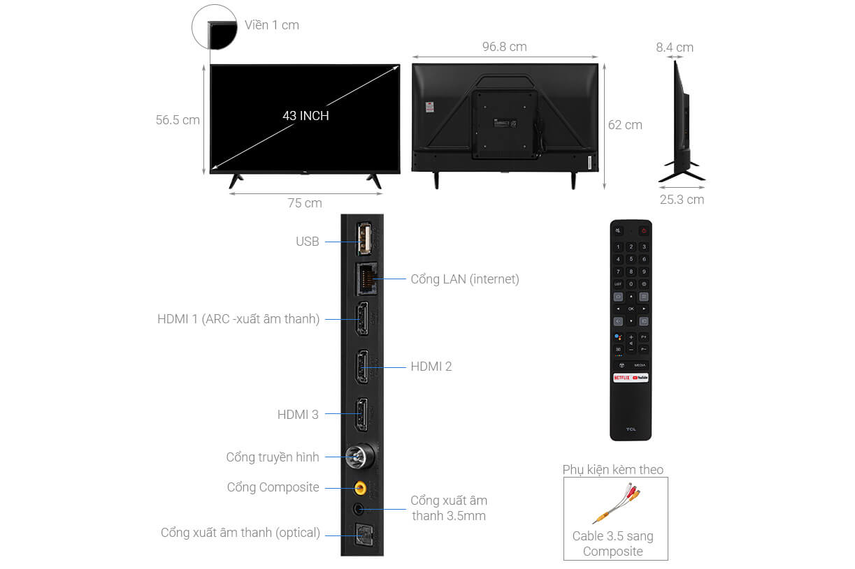 Tivi TCL 4K 43 inch 43P615