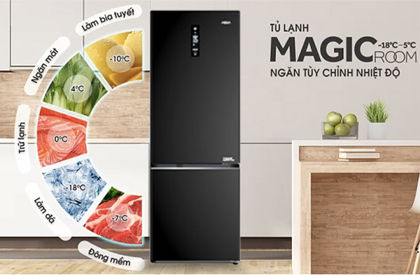 Tủ lạnh AQUA Inverter AQR B348MA FB còn trang bị ngăn đông mềm Magic Room
