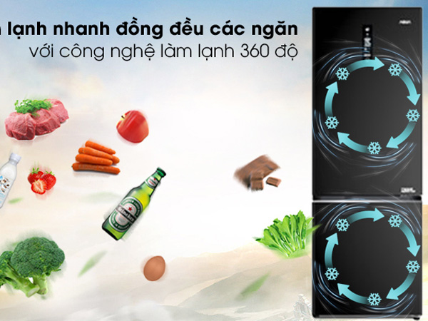 tủ lạnh AQUA AQR B348MA FB có công nghệ làm lạnh nhanh, tiết kiệm điện năng