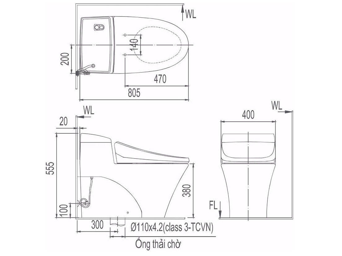 Bồn cầu 1 khối Inax 