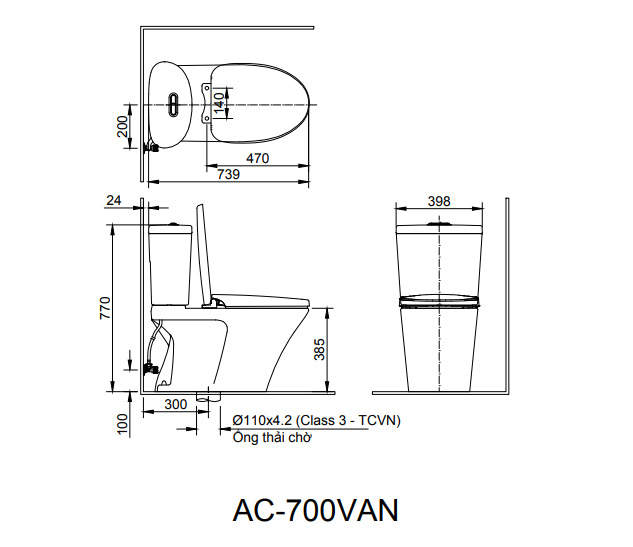 Bồn cầu AC-700VAN/BW1 