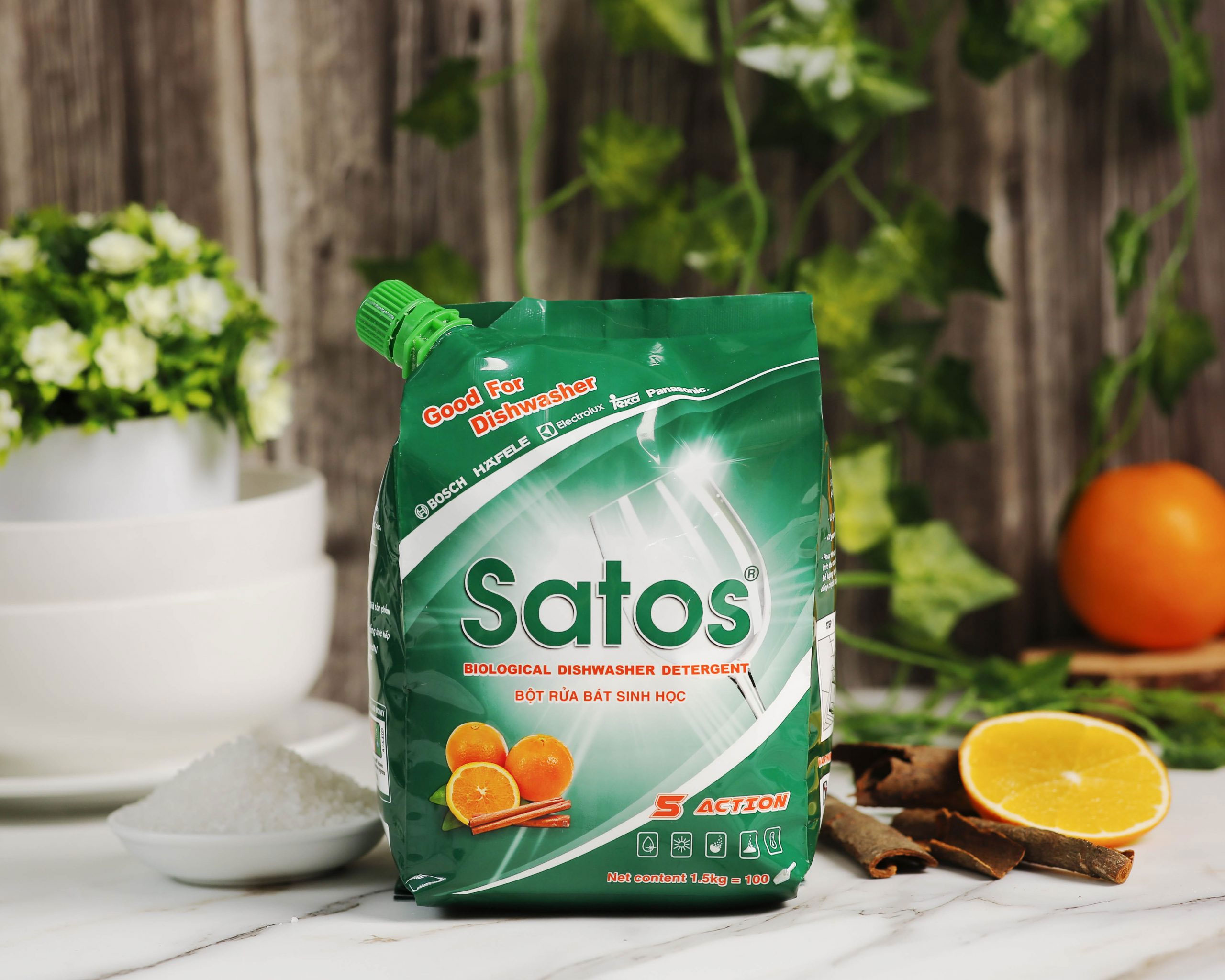 Bột rửa bát sinh học Satos 1.5kg