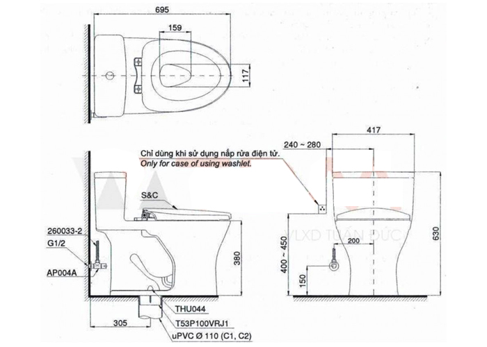 Bồn cầu thông minh Toto MS885CDW12