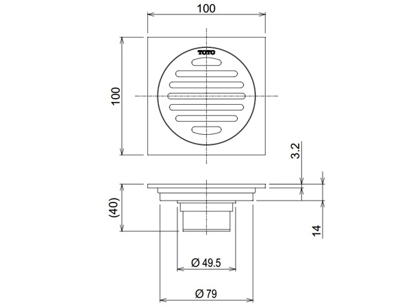 Kích thước của phễu thoát nước Toto