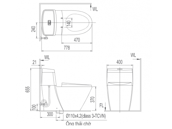 Bồn cầu 1 khối Inax 