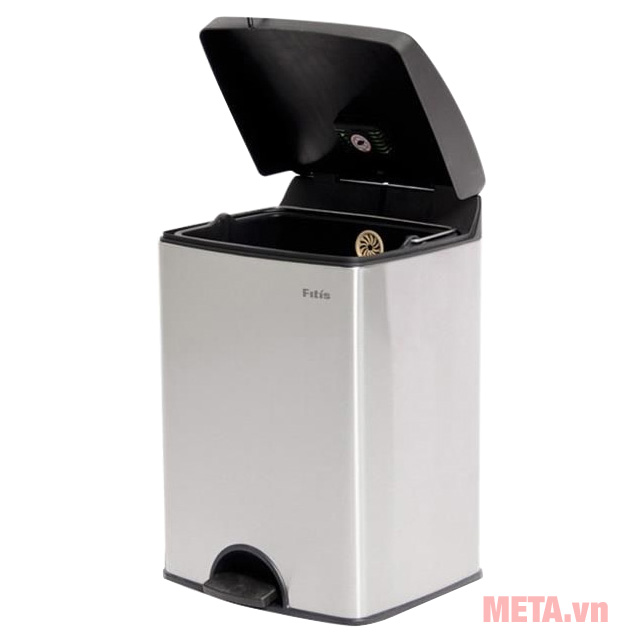 Thùng rác inox đạp vuông nhỏ Fitis SPS1-901 15 lít (bạc)