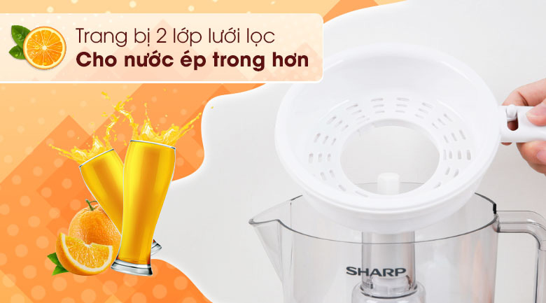 Trang bị 2 lớp lưới lọc nước ép