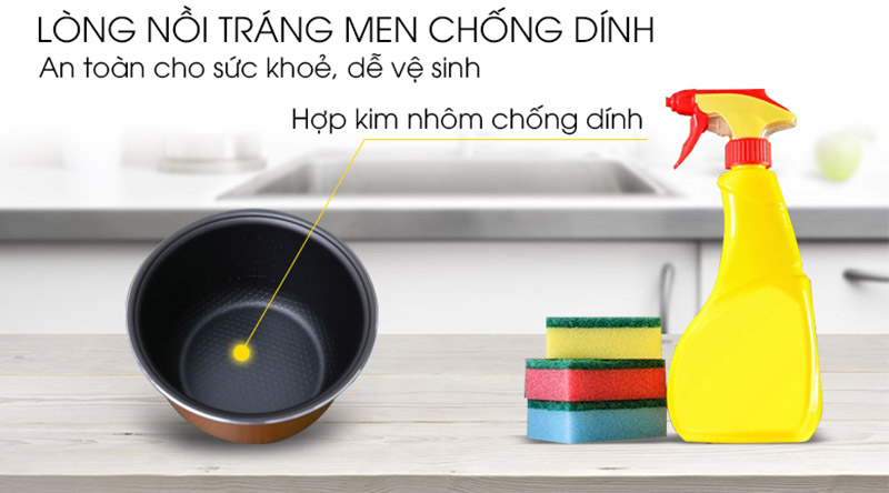 Nồi cơm điện Kangaroo KG822 sử dụng lòng nồi bằng hợp kim nhôm phủ chống dính