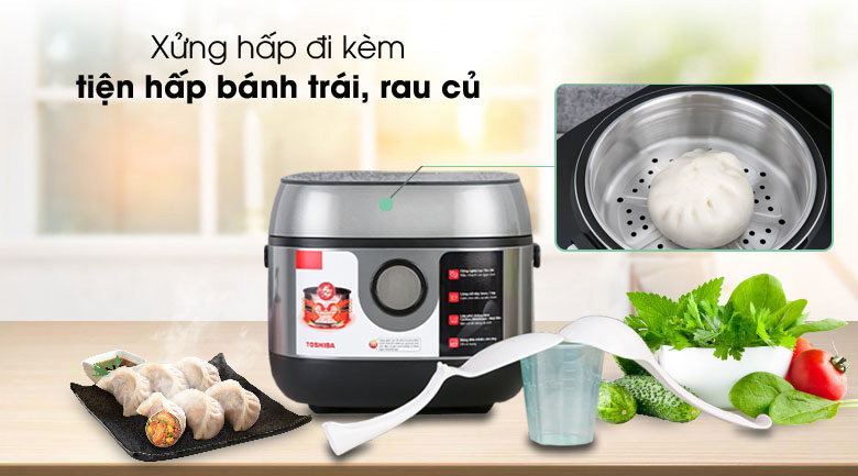 nồi cơm điện Toshiba 1 lít RC-10IP1PV có nhiều phụ kiện đi kèm
