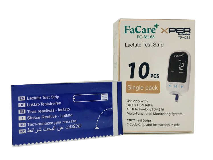 Hộp 10 que thử Lactate và kim lấy máu cho máy đo đường huyết 5 trong 1 FC-M168