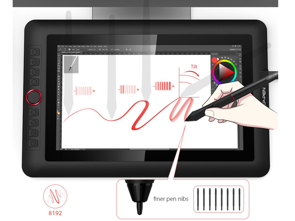 Màn hình XP-Pen Artist 13.3 rộng giúp không gian hoạt động nhiều hơn so với các phiên bản cũ