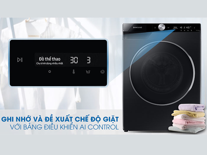 Máy giặt thông minh WW90TP44DSB/SV 9kg của Samsung có bảng điều khiển AI Control