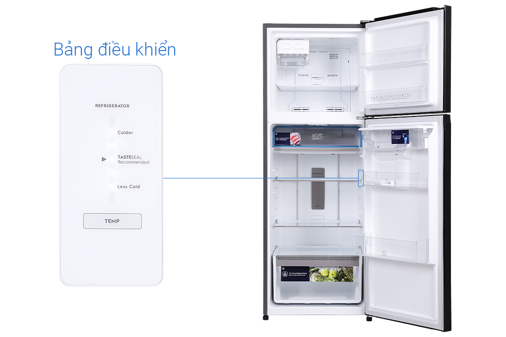 Bảng điều khiển trong tủ lạnh Electrolux ETB3440K-H khá đơn giản