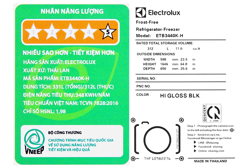 Tủ lạnh Electrolux 312 lít ETB3440K-H được ứng dụng công nghệ NutriFresh Inverter giúp tiết kiệm điện năng