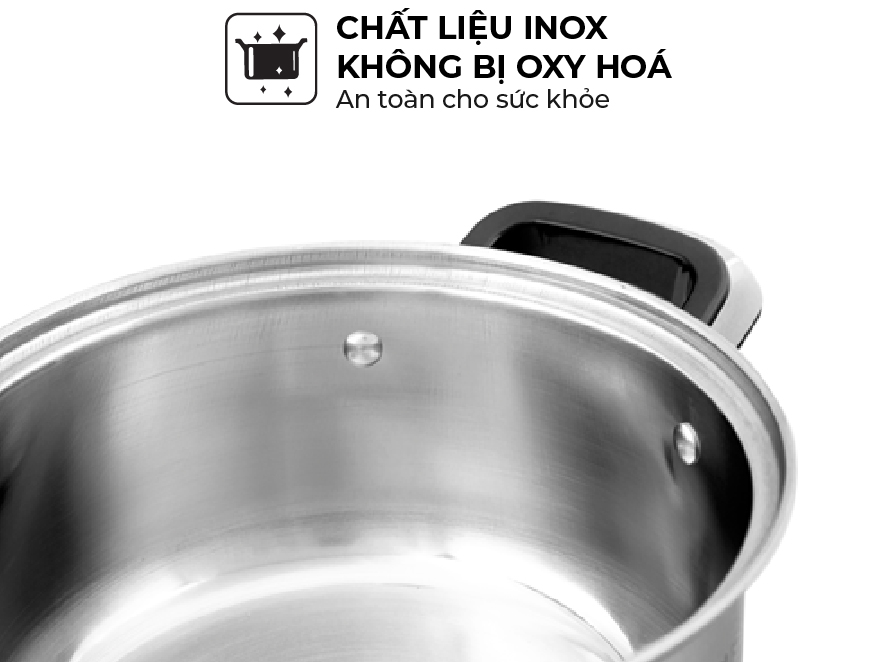 Bộ 3 nồi inox 3 đáy Sunhouse SH333 thiết kế quai nồi bằng nhựa cách nhiệt tốt 