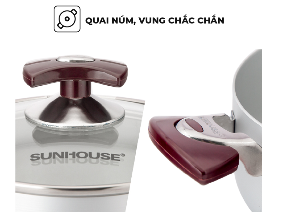 Nồi có quai núm, vung chắc chấn