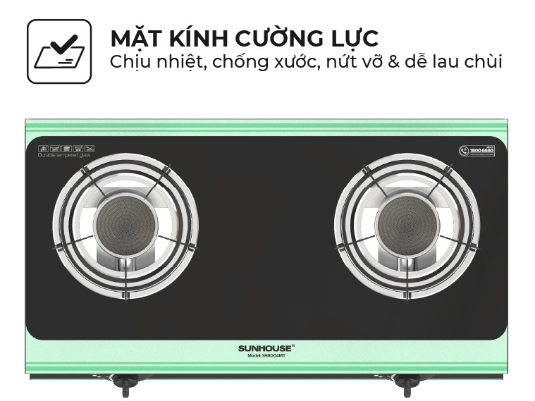 Bề mặt bếp làm từ kính giúp dễ dàng vệ sinh