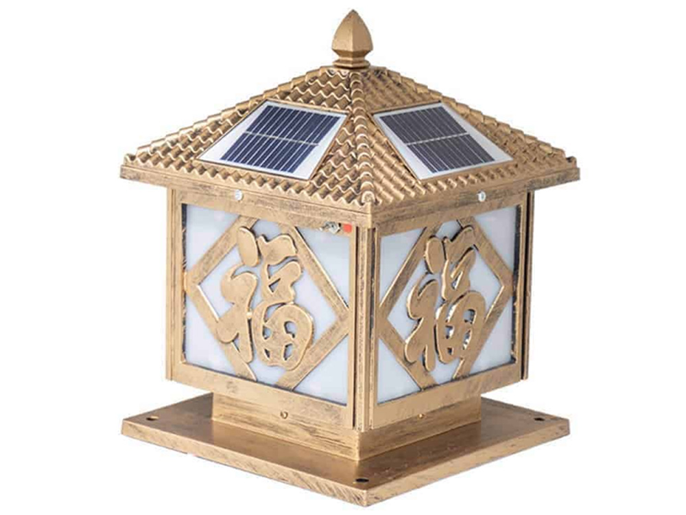 Đèn sân vườn trụ cổng năng lượng mặt trời chữ Phúc Sumosolar TC12